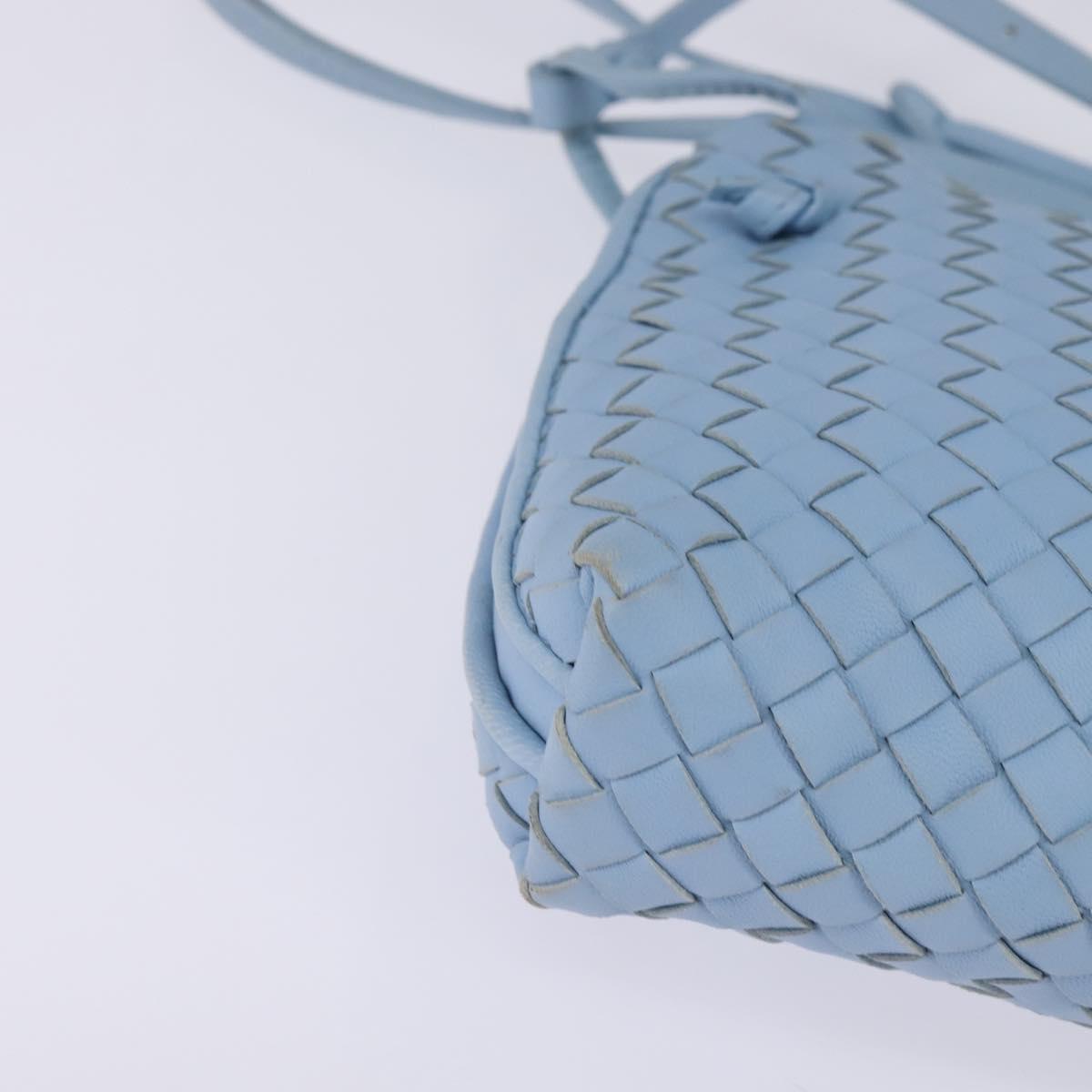 BOTTEGA VENETA INTRECCIATO Shoulder Bag Leather Light Blue Auth gh923