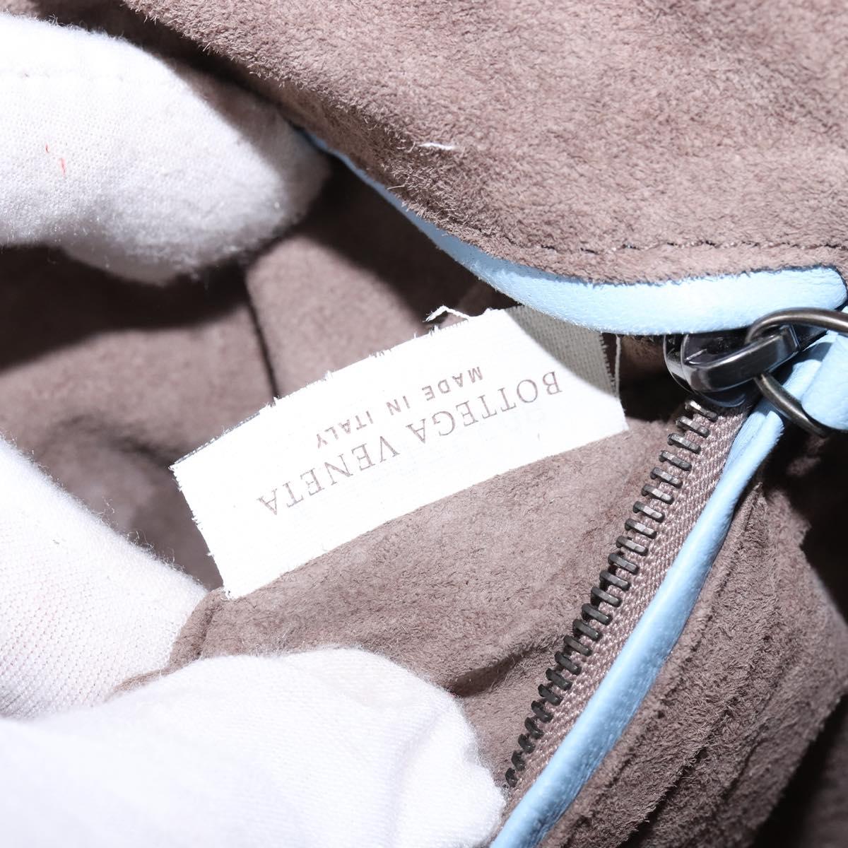 BOTTEGA VENETA INTRECCIATO Shoulder Bag Leather Light Blue Auth gh923