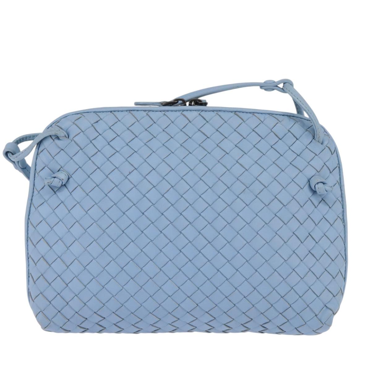 BOTTEGA VENETA INTRECCIATO Shoulder Bag Leather Light Blue Auth gh923