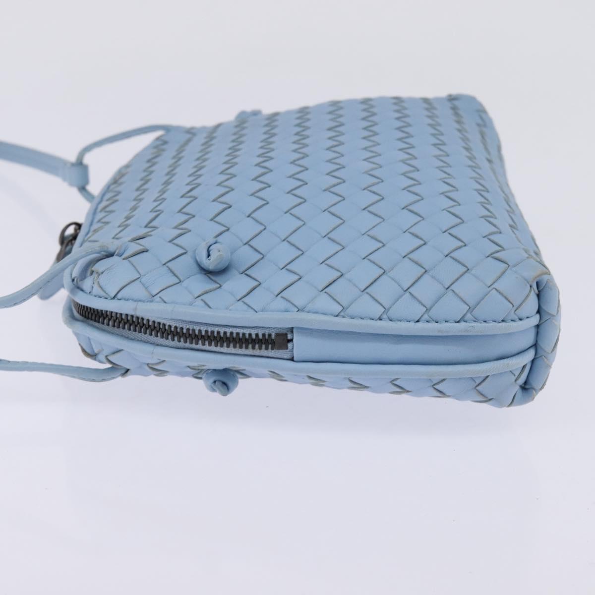 BOTTEGA VENETA INTRECCIATO Shoulder Bag Leather Light Blue Auth gh923