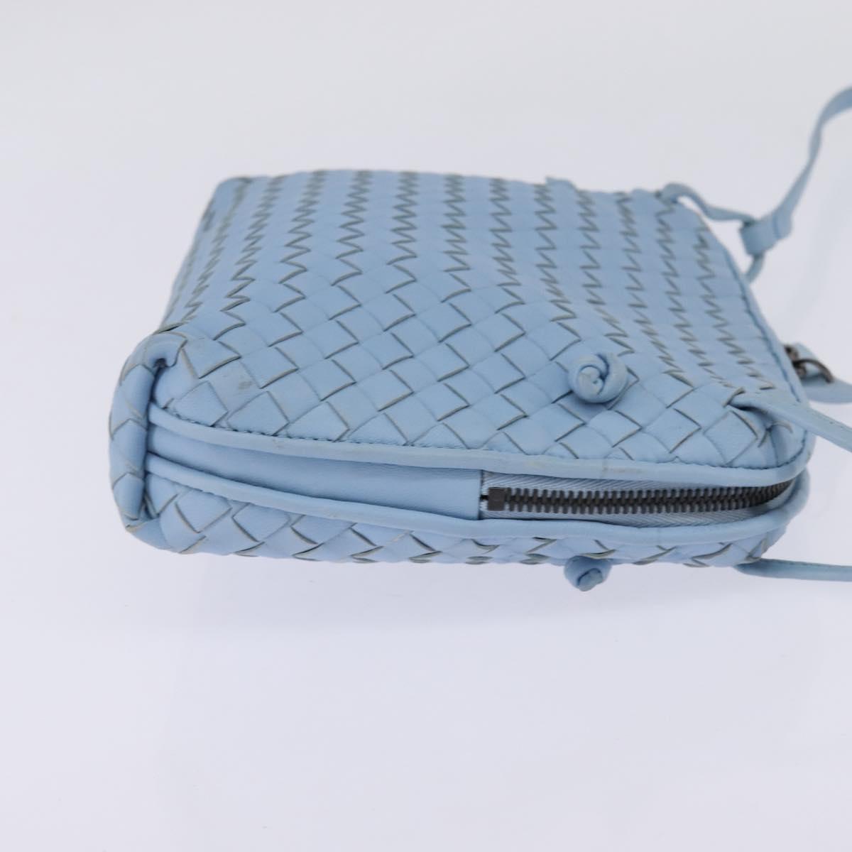 BOTTEGA VENETA INTRECCIATO Shoulder Bag Leather Light Blue Auth gh923