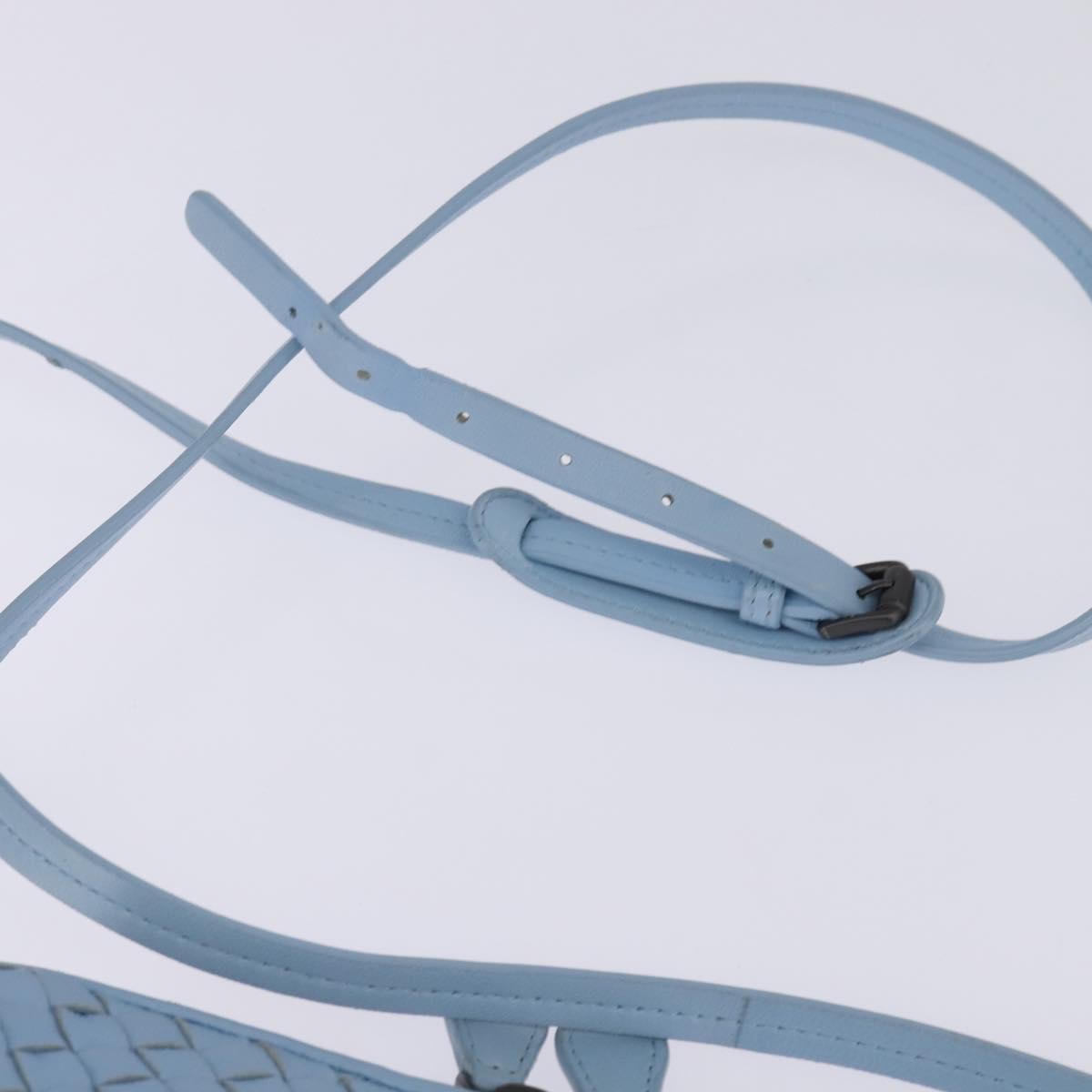 BOTTEGA VENETA INTRECCIATO Shoulder Bag Leather Light Blue Auth gh923