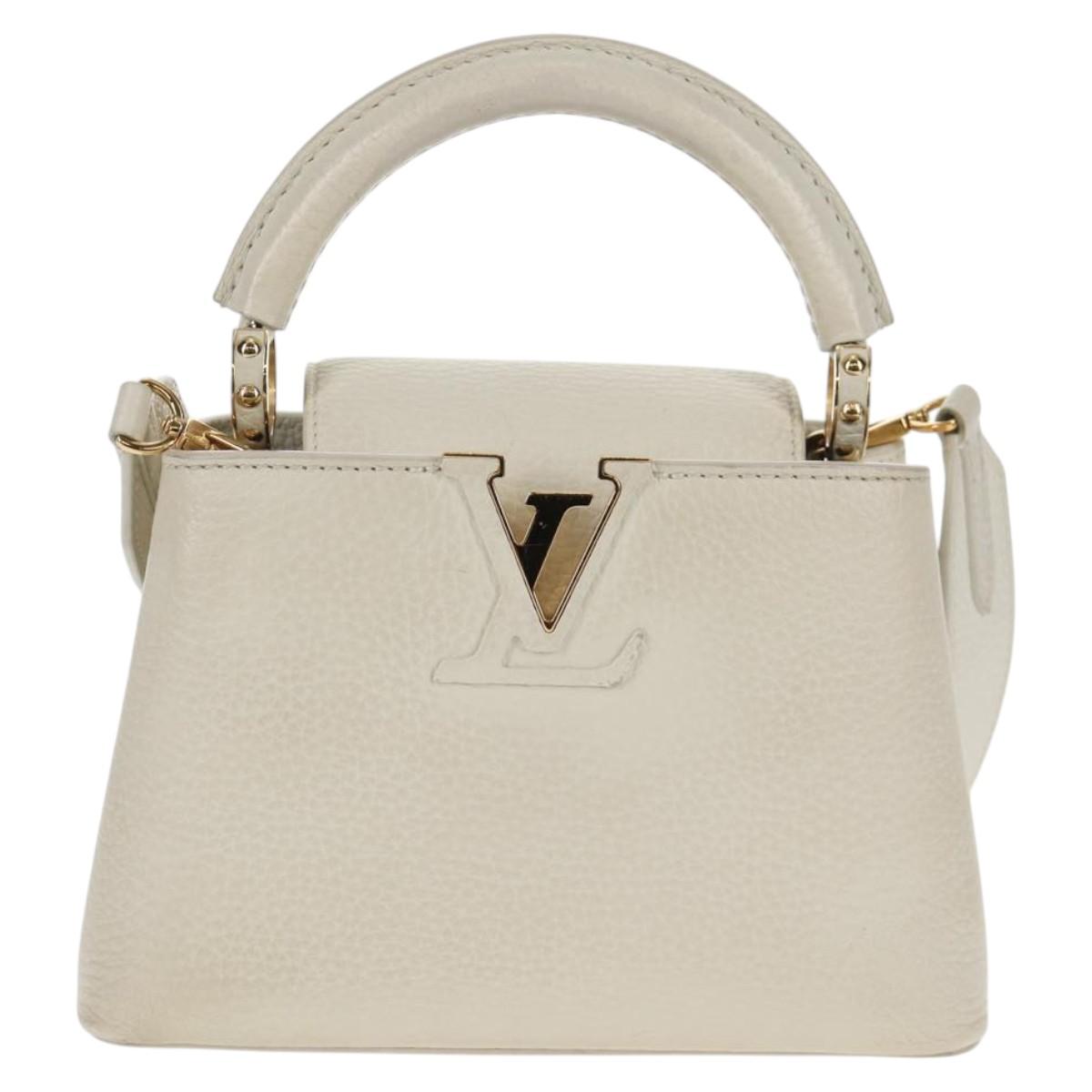 LOUIS VUITTON Capusine BB Bag Taurillon Leather 2way White M55832 LV Auth gh935V