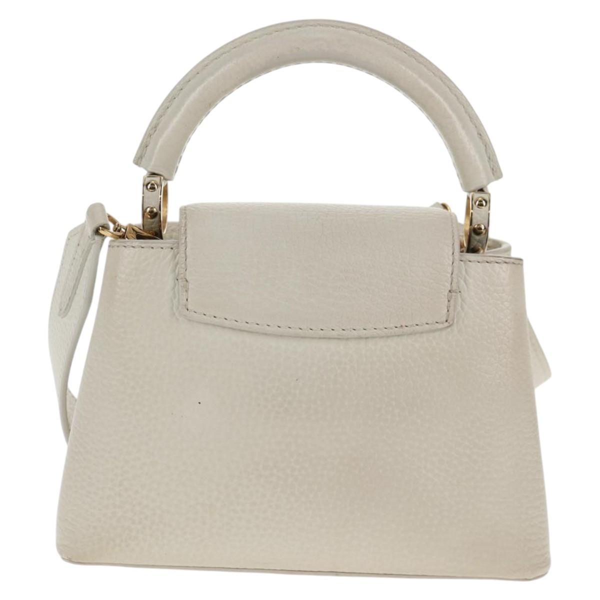 LOUIS VUITTON Capusine BB Bag Taurillon Leather 2way White M55832 LV Auth gh935V