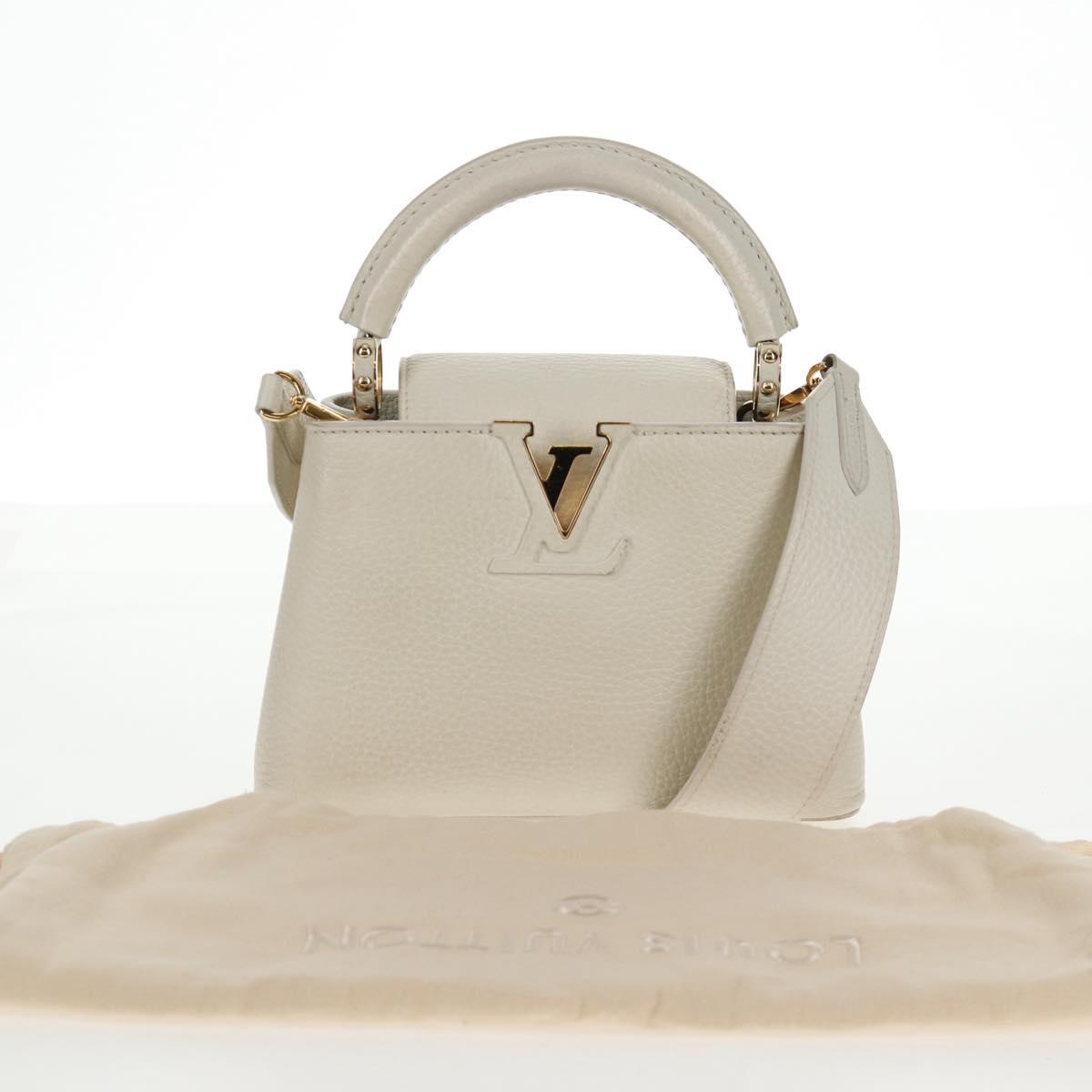 LOUIS VUITTON Capusine BB Bag Taurillon Leather 2way White M55832 LV Auth gh935V