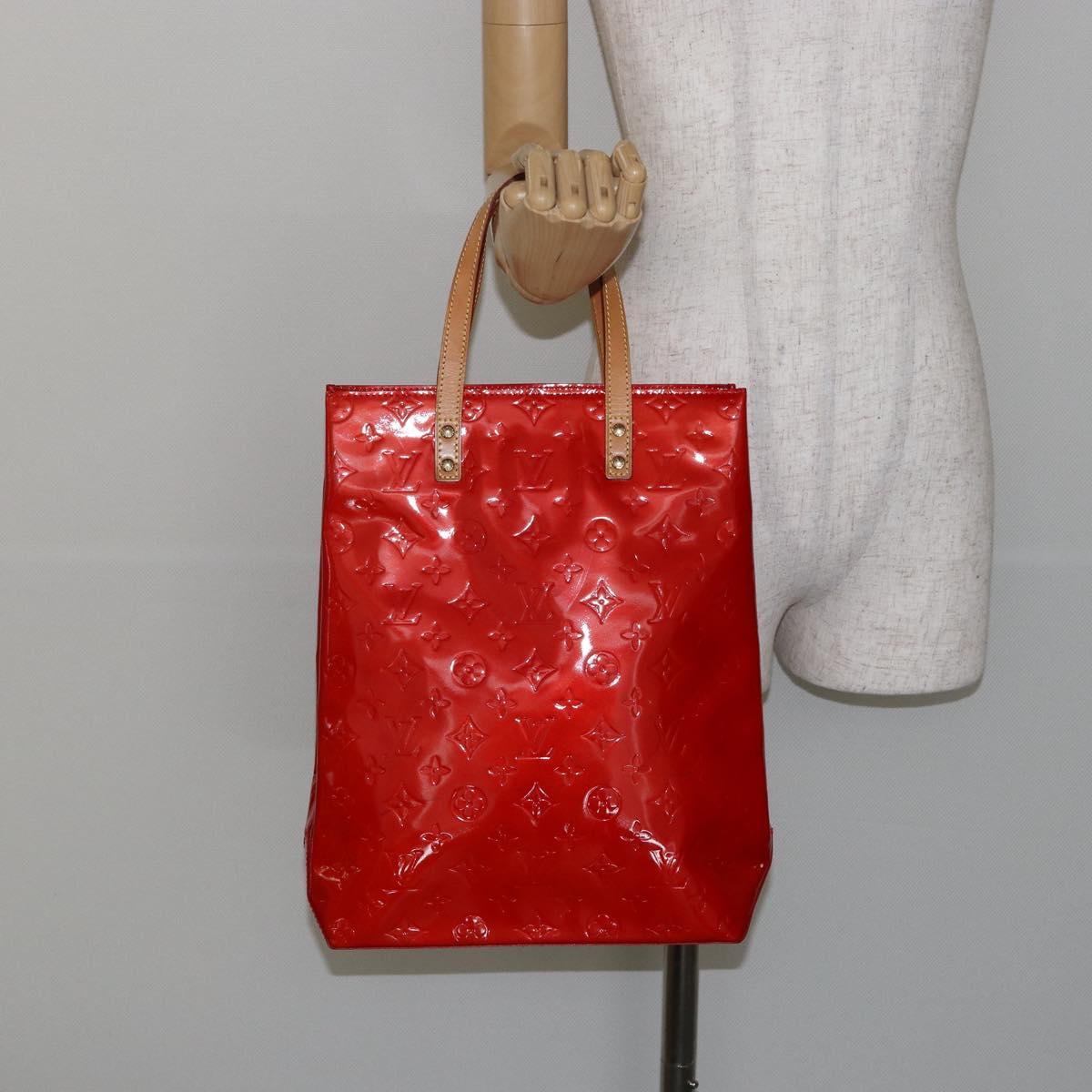 LOUIS VUITTON Monogram Vernis Reade MM Hand Bag Red Rouge M91086 LV Auth gh948