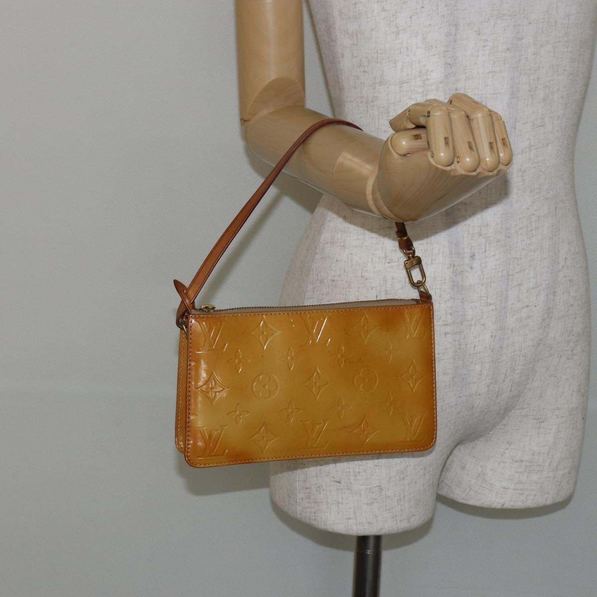 LOUIS VUITTON Monogram Vernis Lexington Pouch Beige M91010 LV Auth gh950