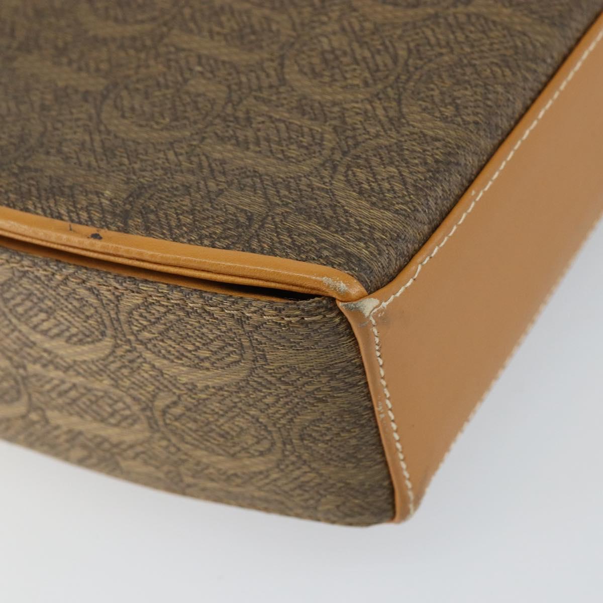GUCCI Shoulder Bag Canvas Leather Beige Gold Auth gh962