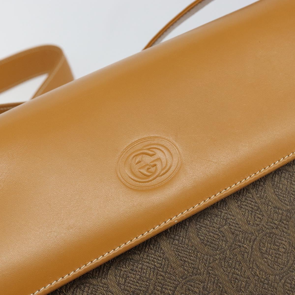 GUCCI Shoulder Bag Canvas Leather Beige Gold Auth gh962