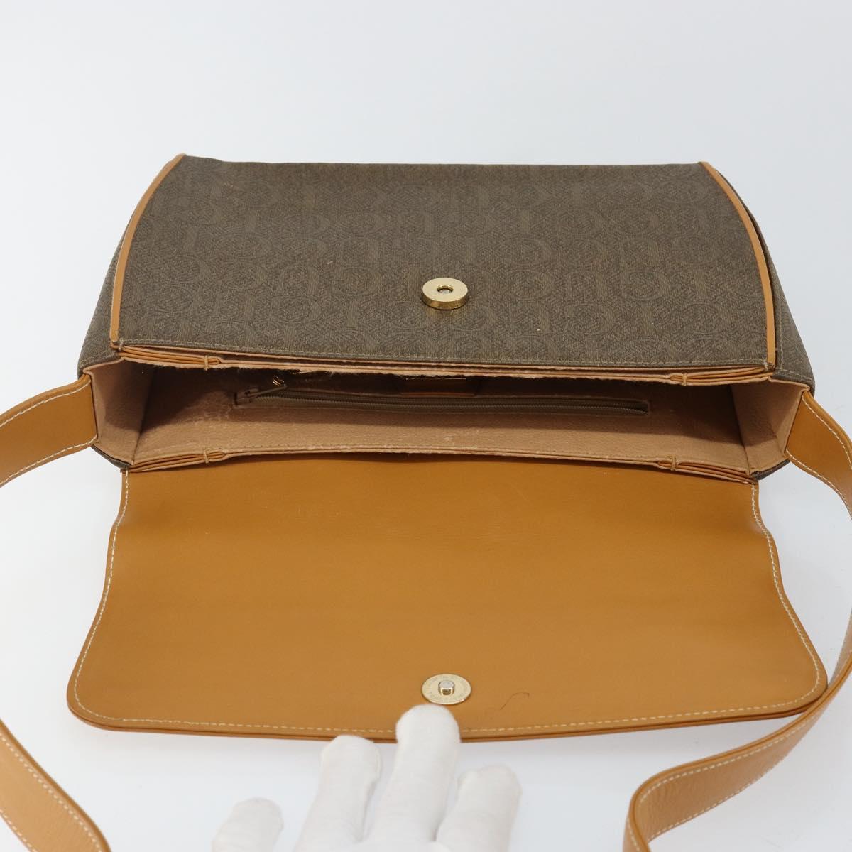 GUCCI Shoulder Bag Canvas Leather Beige Gold Auth gh962