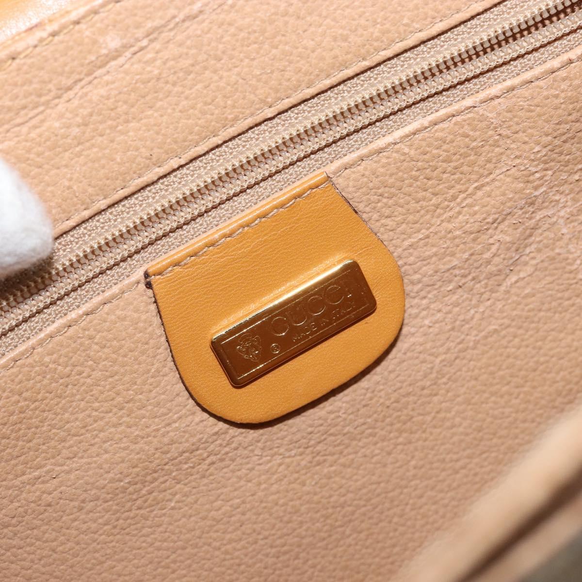 GUCCI Shoulder Bag Canvas Leather Beige Gold Auth gh962