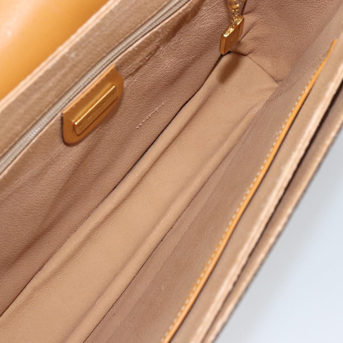 GUCCI Shoulder Bag Canvas Leather Beige Gold Auth gh962