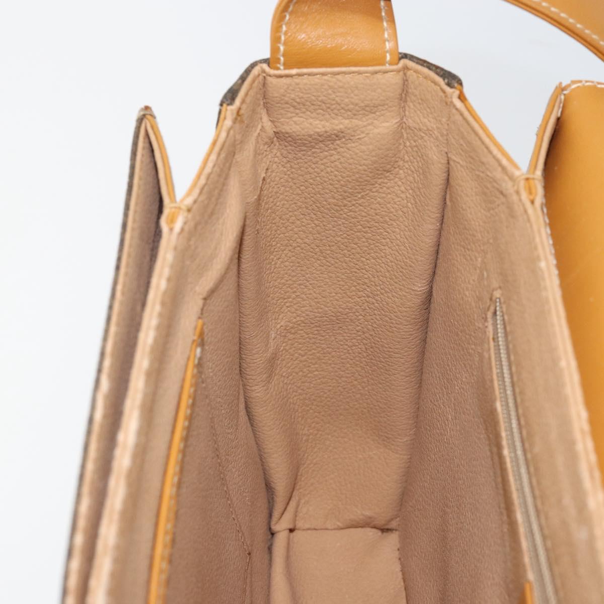 GUCCI Shoulder Bag Canvas Leather Beige Gold Auth gh962