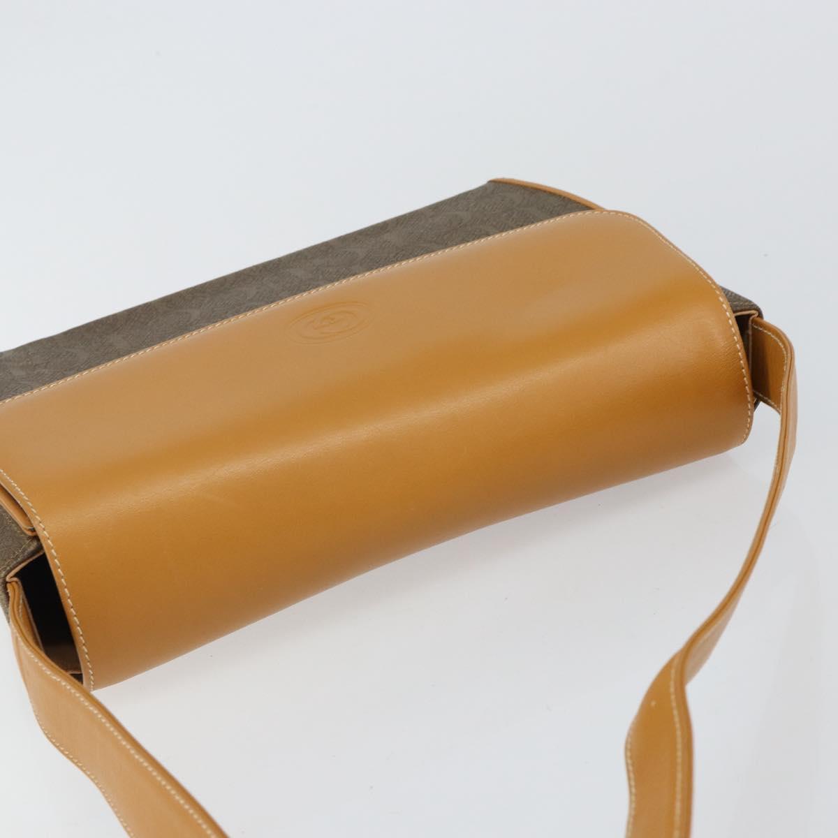 GUCCI Shoulder Bag Canvas Leather Beige Gold Auth gh962
