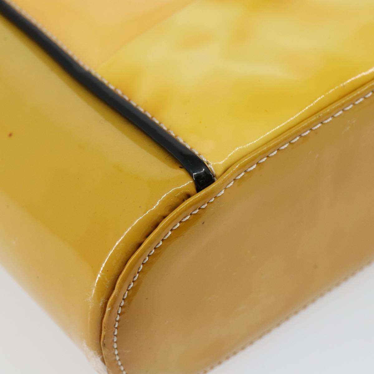 CHANEL Tote Bag Enamel Yellow Gold CC Auth gh968