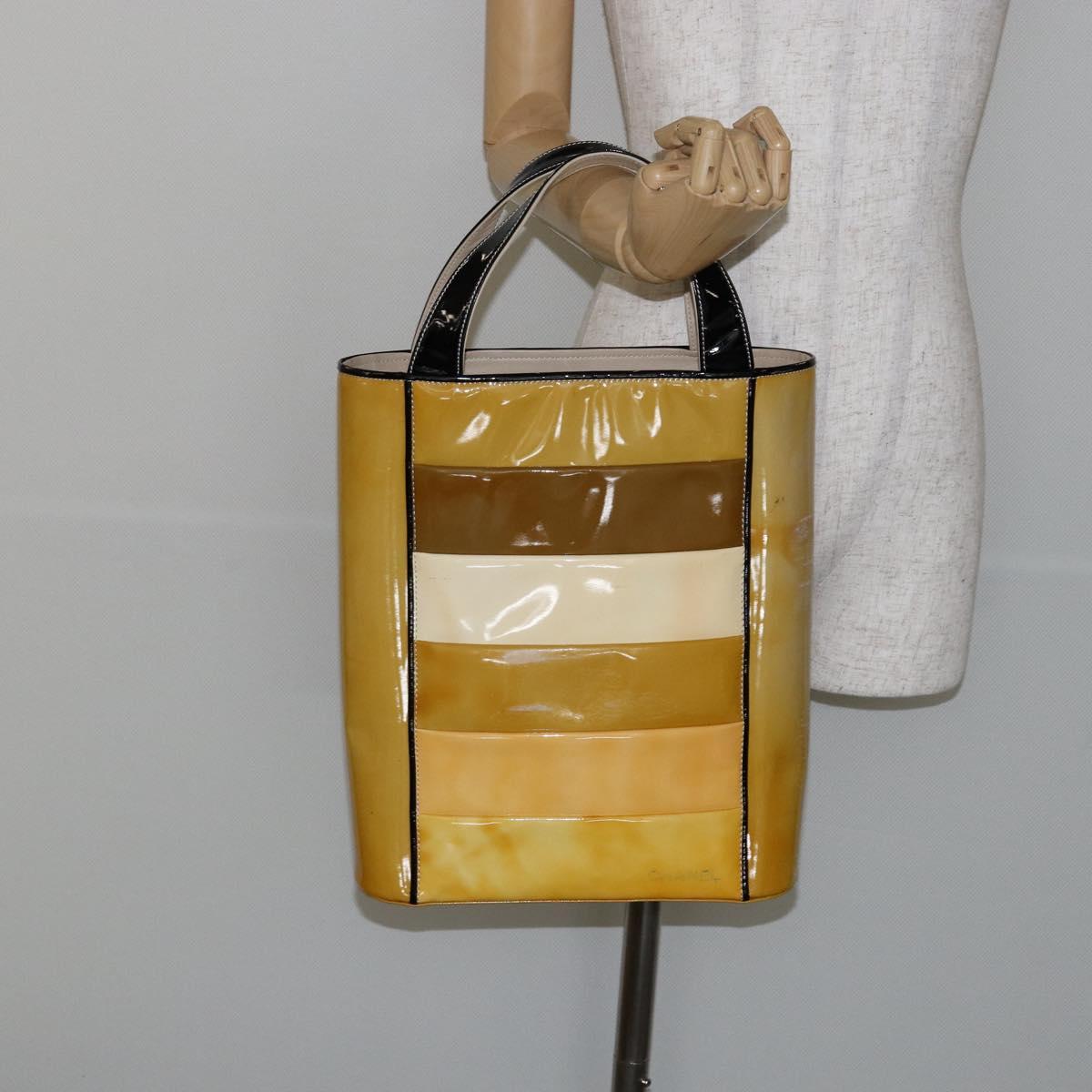 CHANEL Tote Bag Enamel Yellow Gold CC Auth gh968