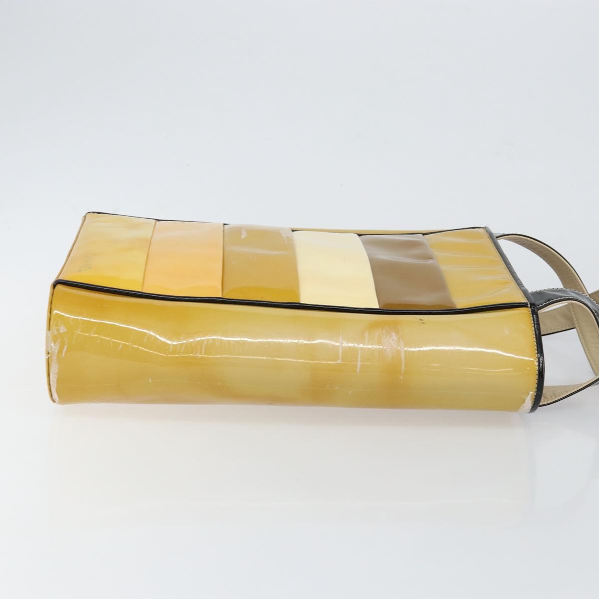 CHANEL Tote Bag Enamel Yellow Gold CC Auth gh968