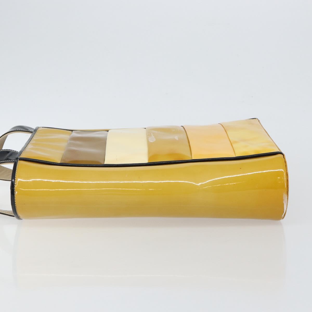 CHANEL Tote Bag Enamel Yellow Gold CC Auth gh968