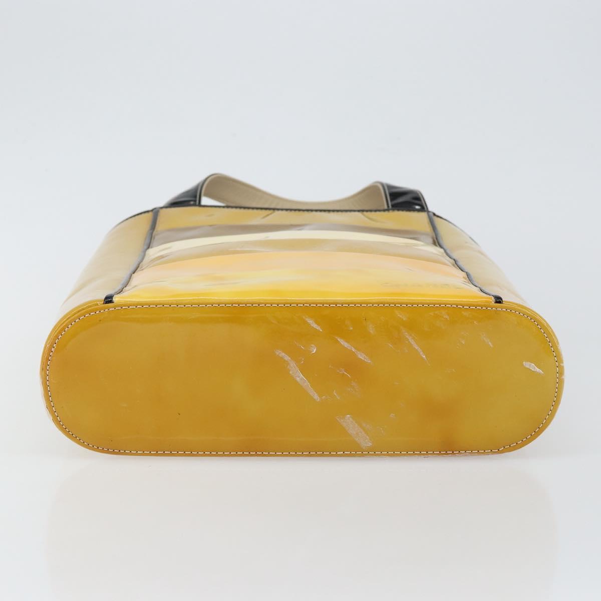 CHANEL Tote Bag Enamel Yellow Gold CC Auth gh968