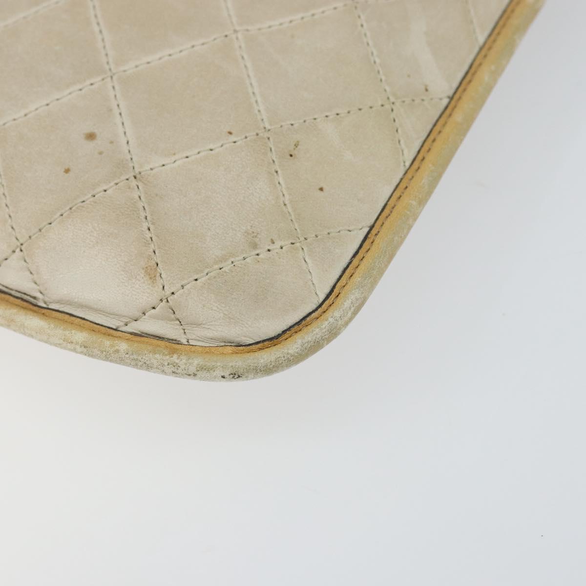 CHANEL Chain Tote Bag Lamb Skin Beige Gold CC Auth gh972