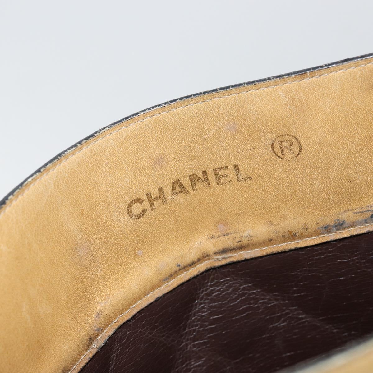 CHANEL Chain Tote Bag Lamb Skin Beige Gold CC Auth gh972