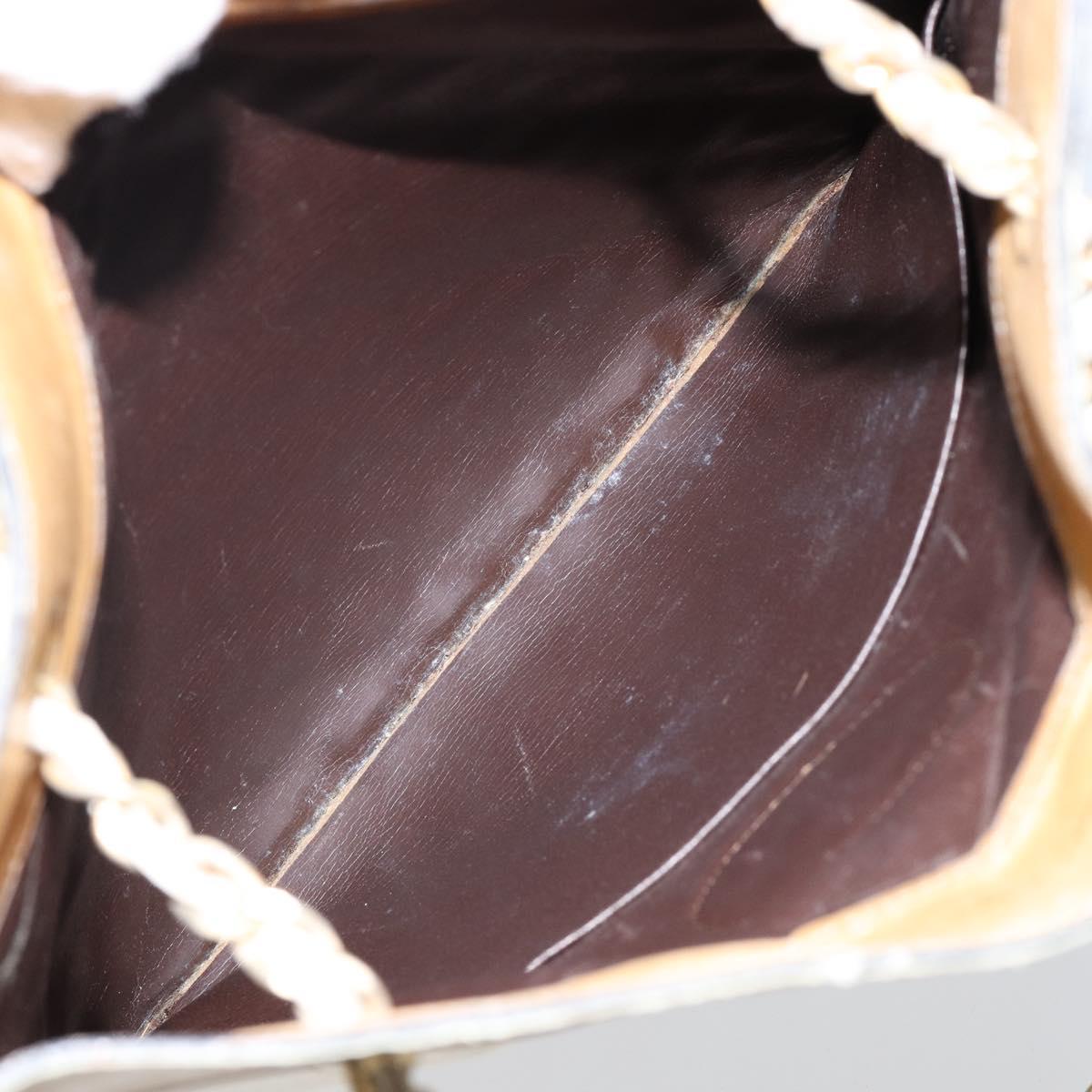 CHANEL Chain Tote Bag Lamb Skin Beige Gold CC Auth gh972