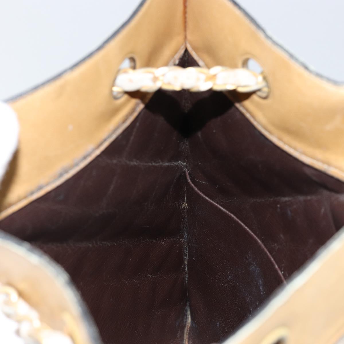 CHANEL Chain Tote Bag Lamb Skin Beige Gold CC Auth gh972