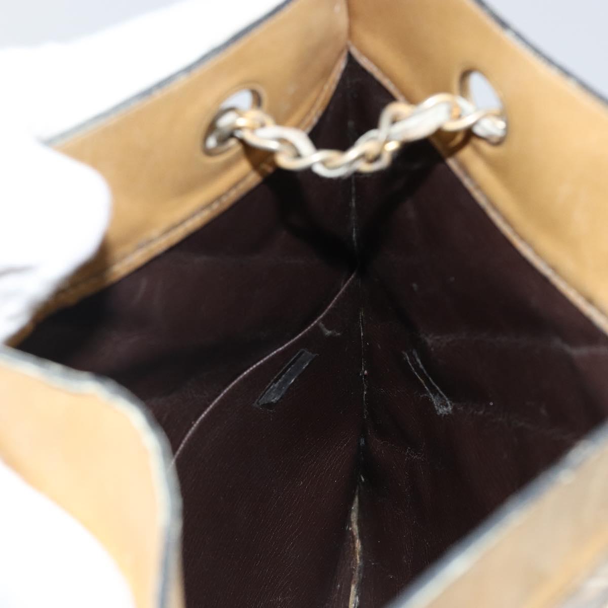 CHANEL Chain Tote Bag Lamb Skin Beige Gold CC Auth gh972