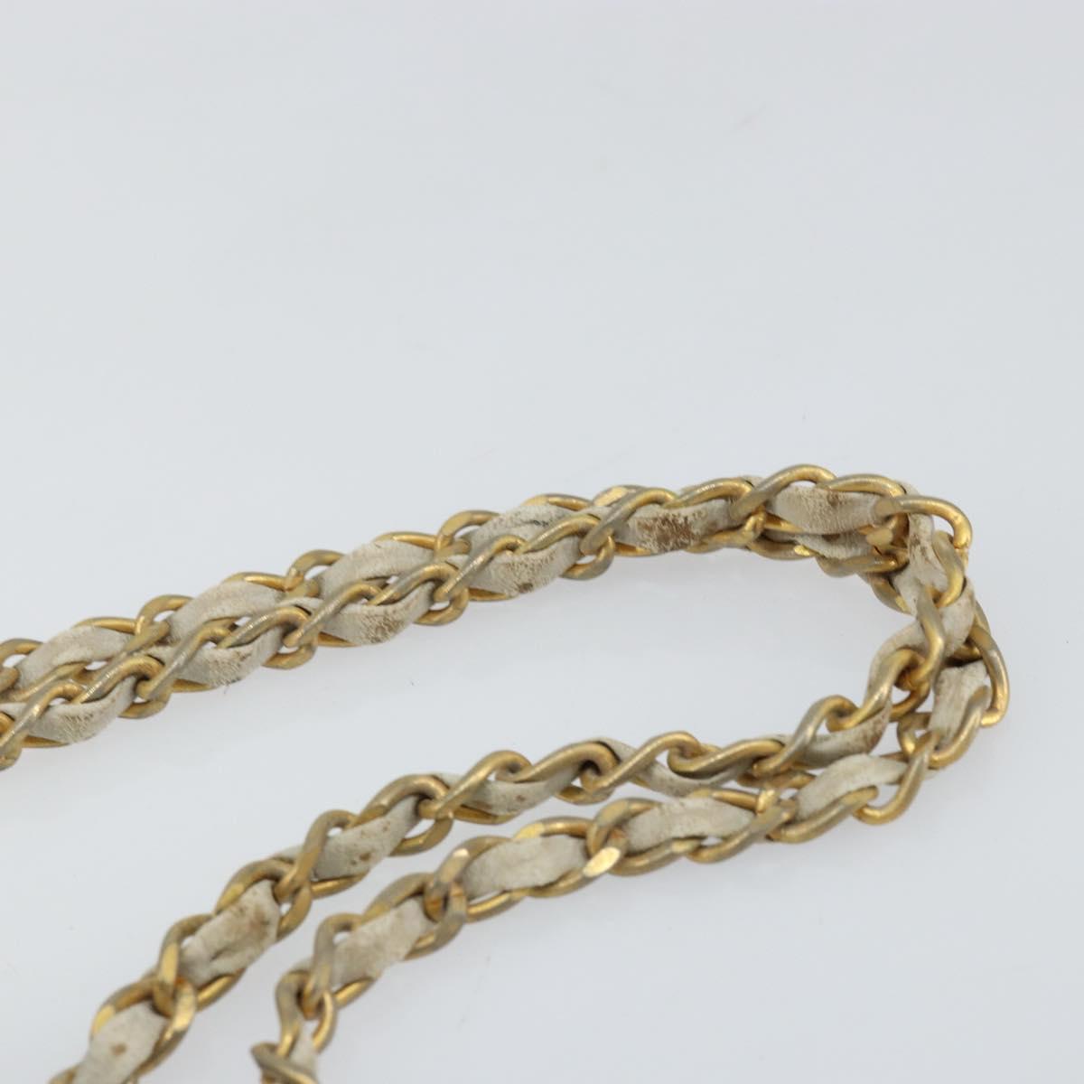 CHANEL Chain Tote Bag Lamb Skin Beige Gold CC Auth gh972