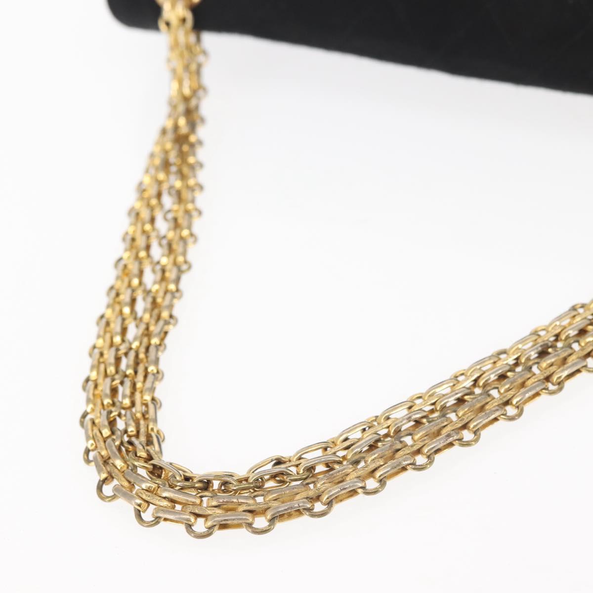 CHANEL Matelasse Chain Shoulder Bag Cotton Black Gold CC Auth gh984