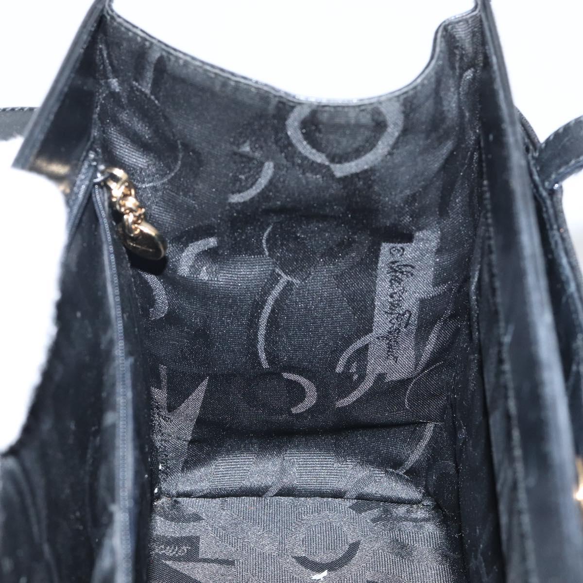 Salvatore Ferragamo Vala Shoulder Bag Leather Black Gold Auth gh986