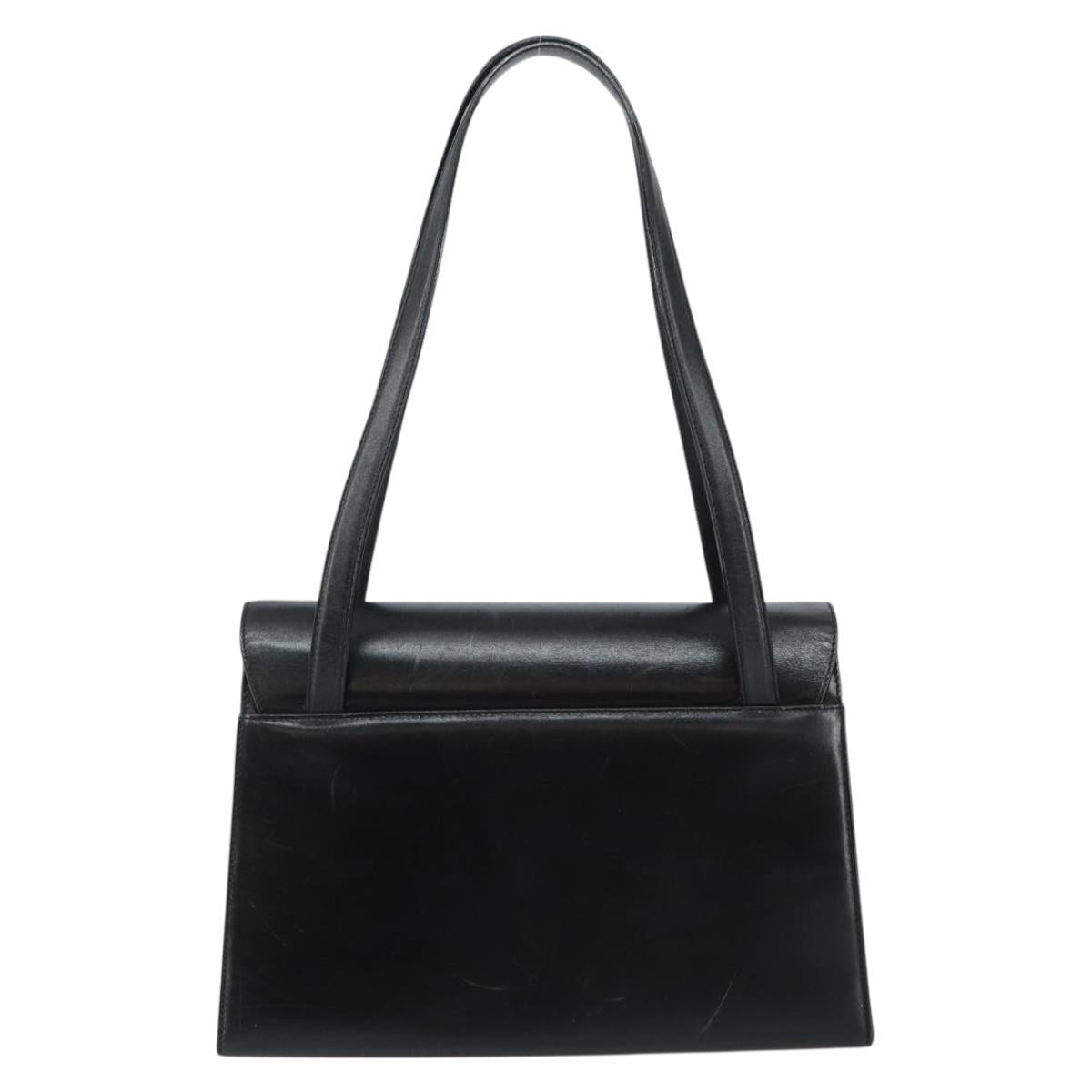 Salvatore Ferragamo Vala Shoulder Bag Leather Black Gold Auth gh986