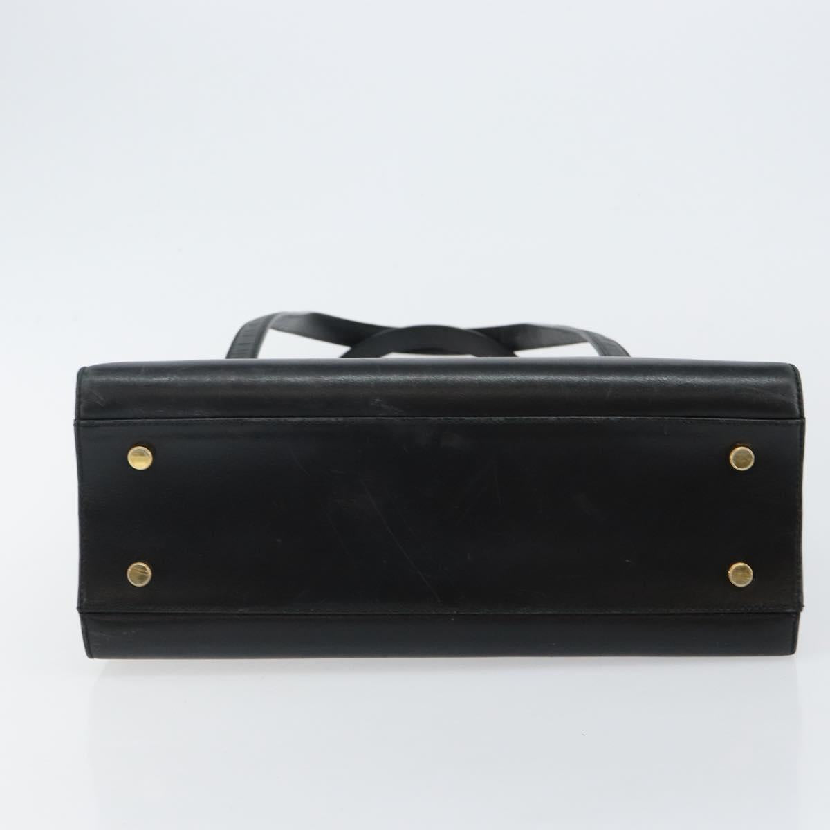 Salvatore Ferragamo Vala Shoulder Bag Leather Black Gold Auth gh986