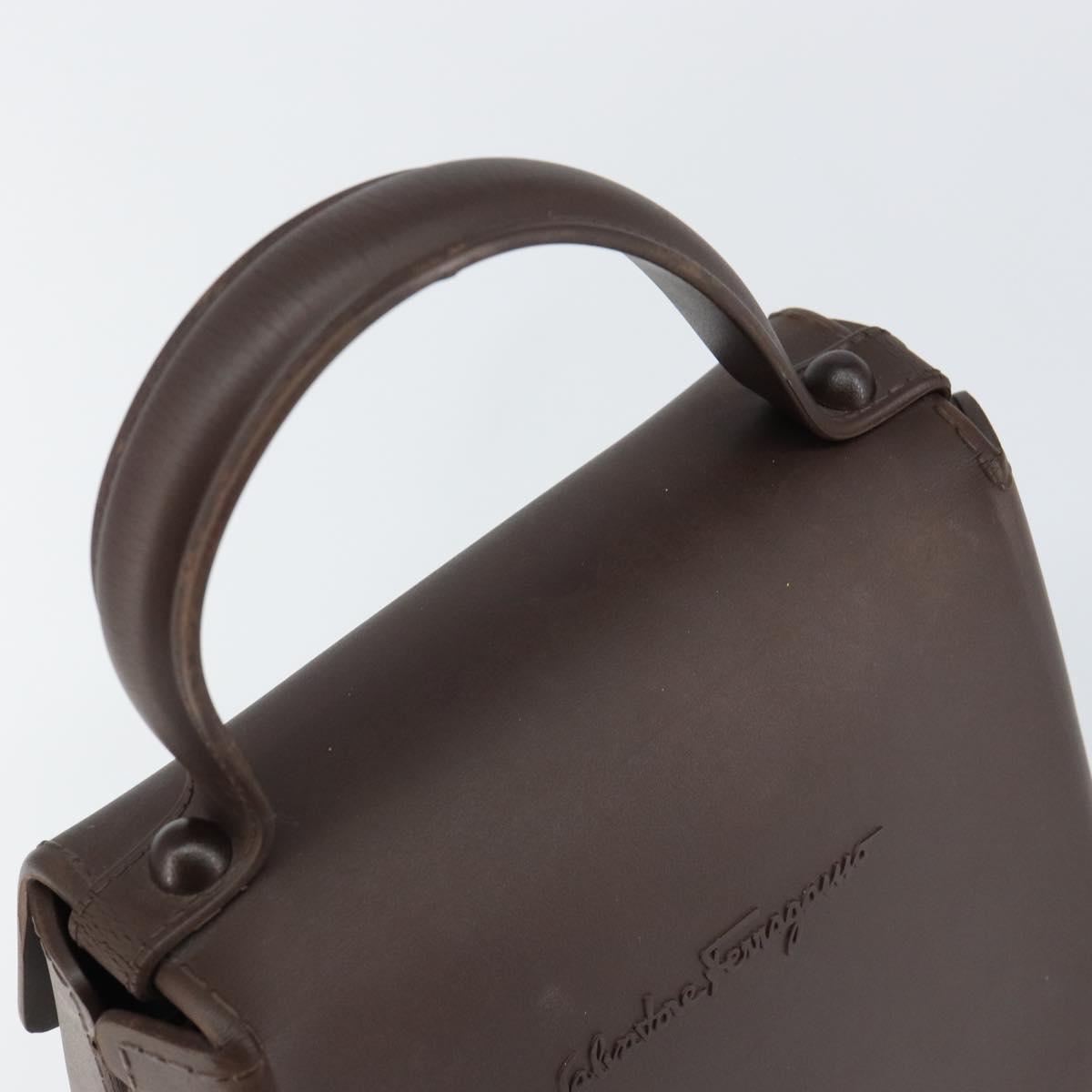 Salvatore Ferragamo Gancini Hand Bag Rubber Brown Auth gh987