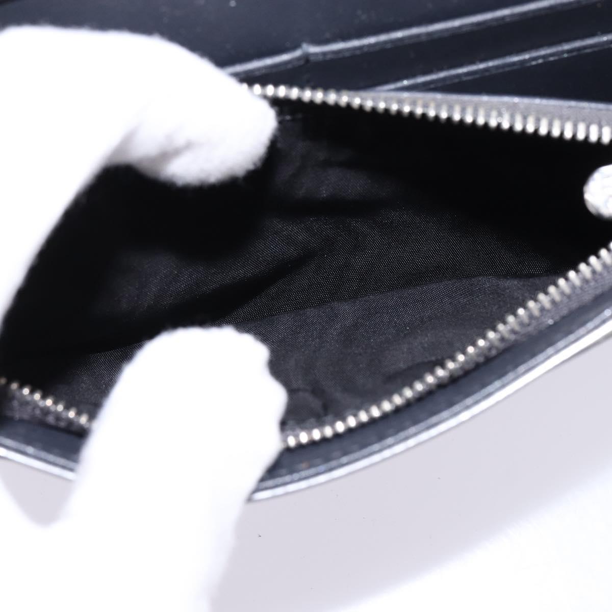 Christian Dior Chain Diorama Shoulder Bag Leather Silver Auth gh990