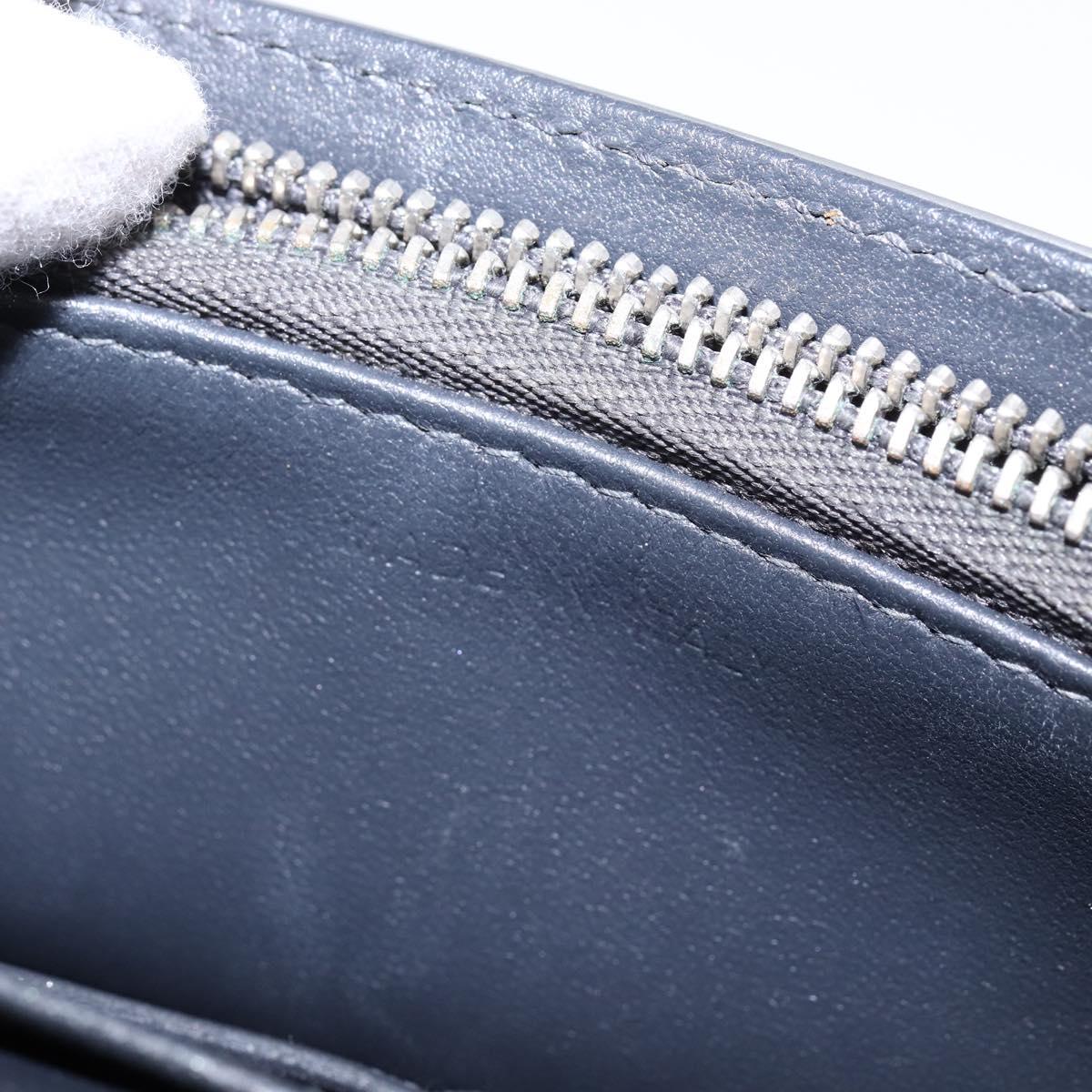 Christian Dior Chain Diorama Shoulder Bag Leather Silver Auth gh990