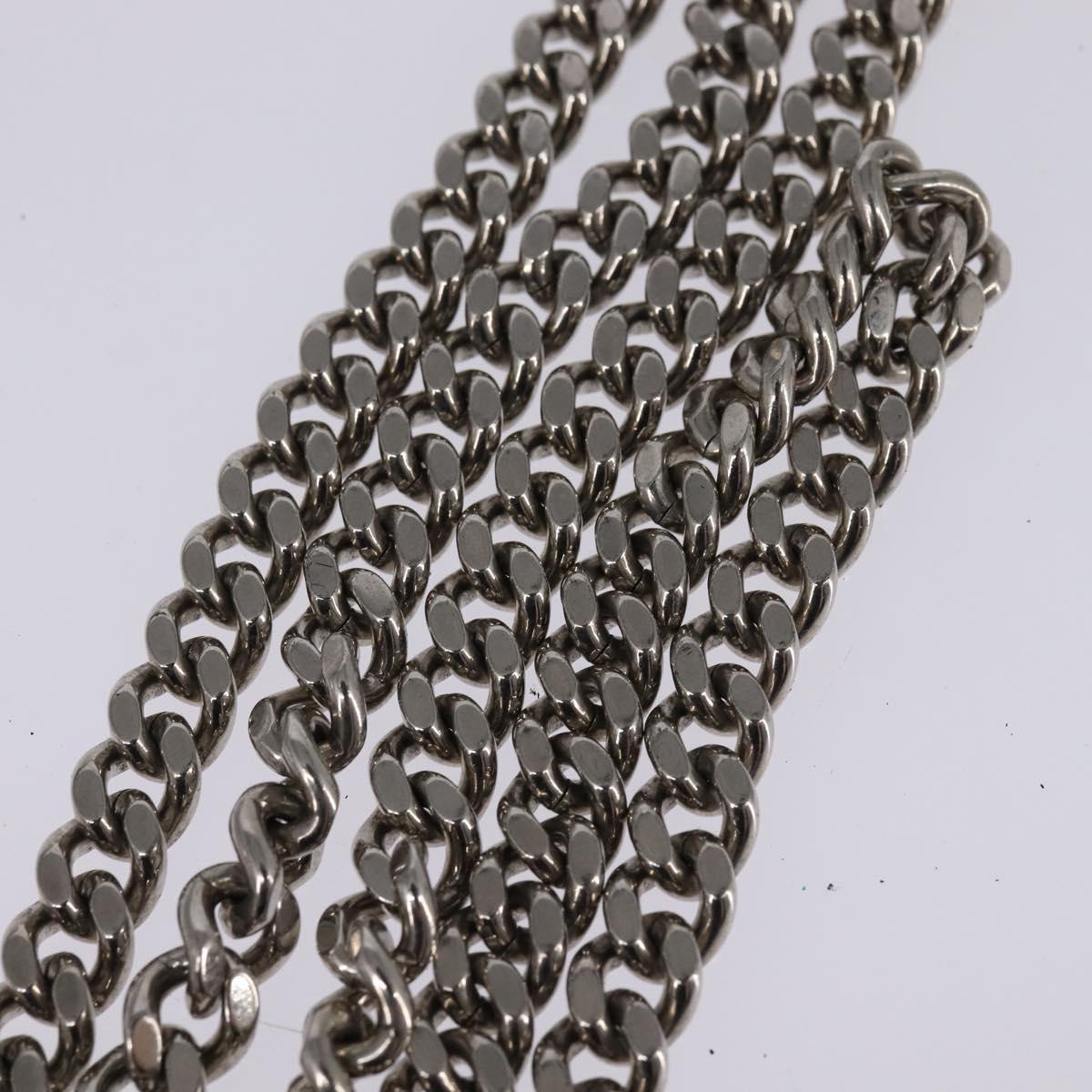 Christian Dior Chain Diorama Shoulder Bag Leather Silver Auth gh990