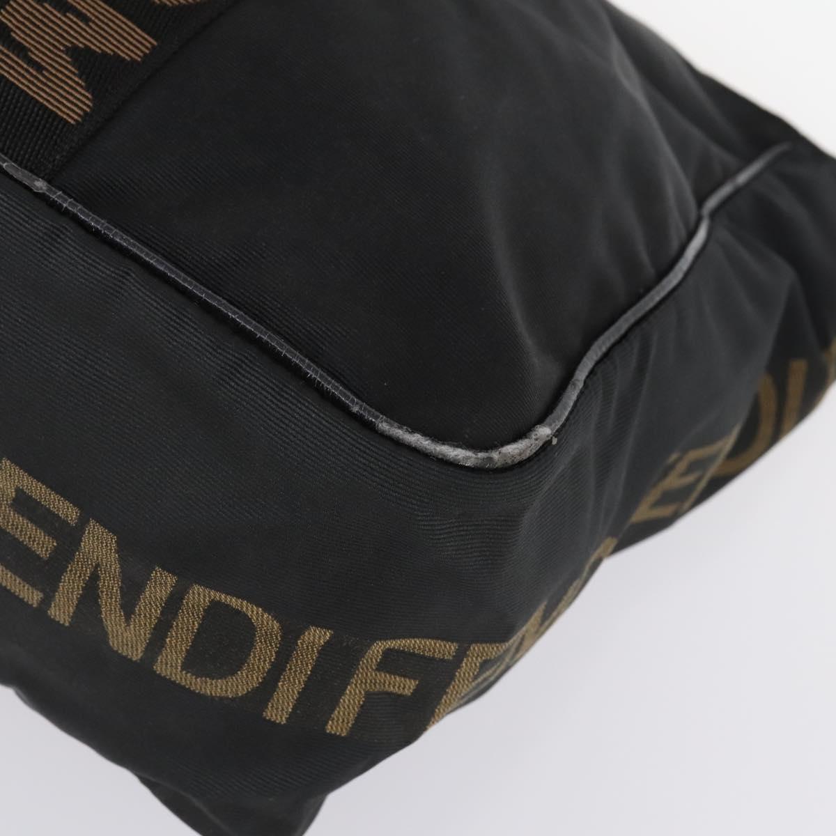 FENDI Tote Bag Nylon Black Silver Auth gh996