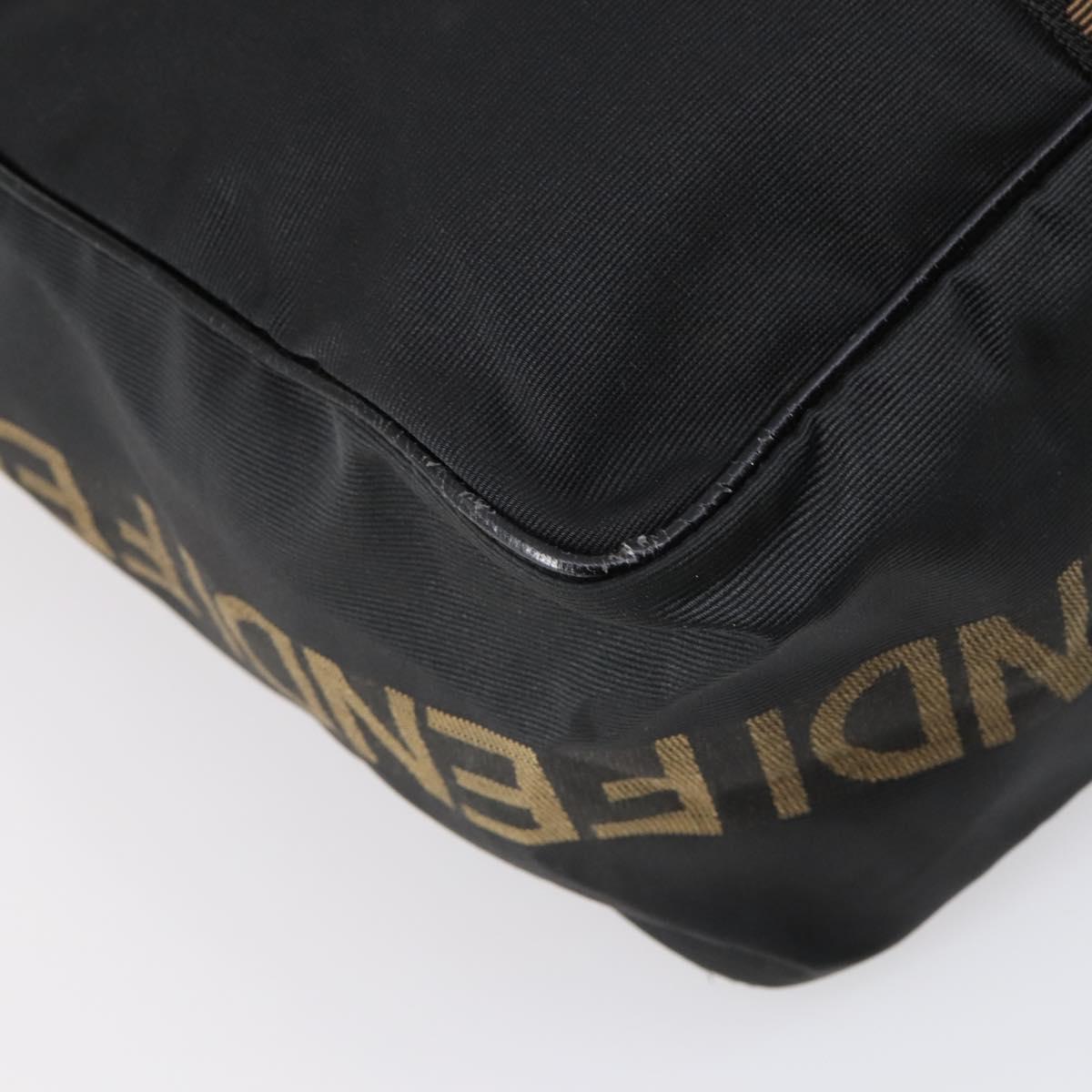 FENDI Tote Bag Nylon Black Silver Auth gh996