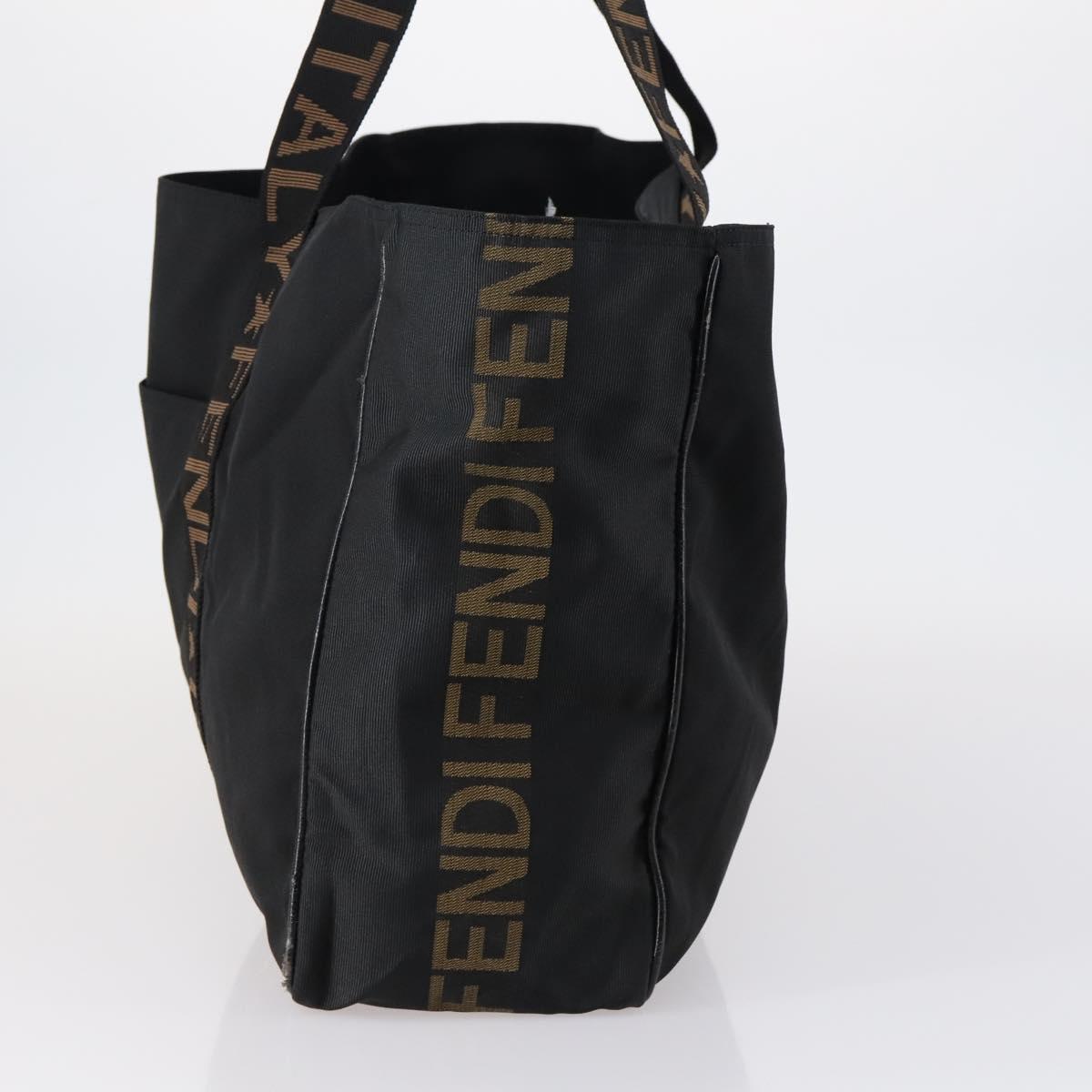 FENDI Tote Bag Nylon Black Silver Auth gh996