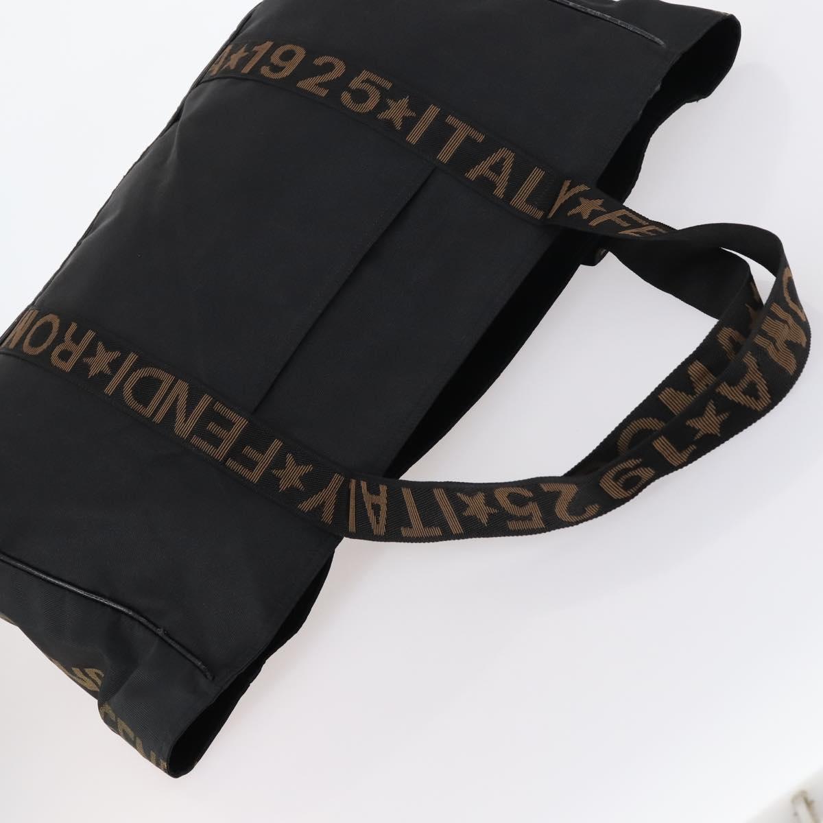 FENDI Tote Bag Nylon Black Silver Auth gh996