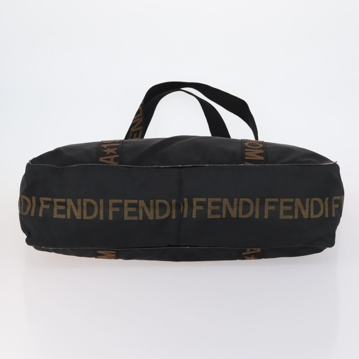FENDI Tote Bag Nylon Black Silver Auth gh996