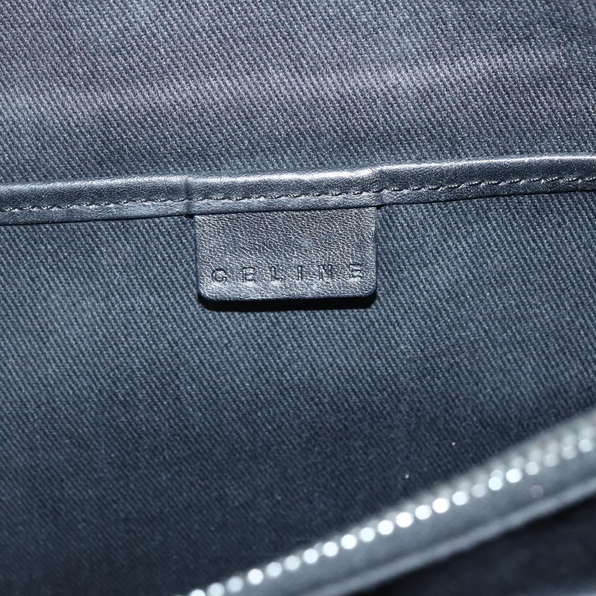 CELINE C Macadam Canvas Hand Bag Black Silver Auth gh998