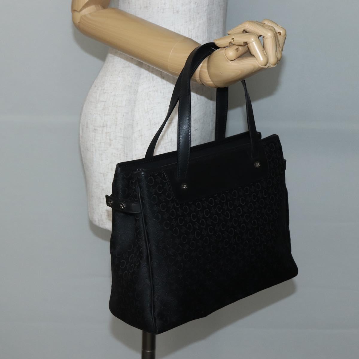 CELINE C Macadam Canvas Hand Bag Black Silver Auth gh998