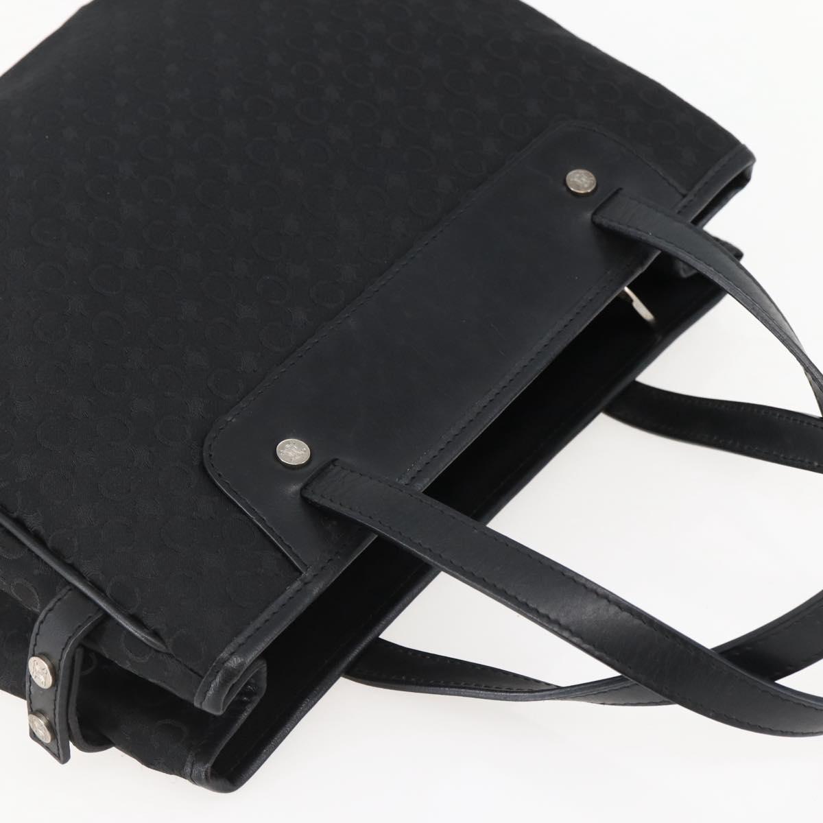 CELINE C Macadam Canvas Hand Bag Black Silver Auth gh998