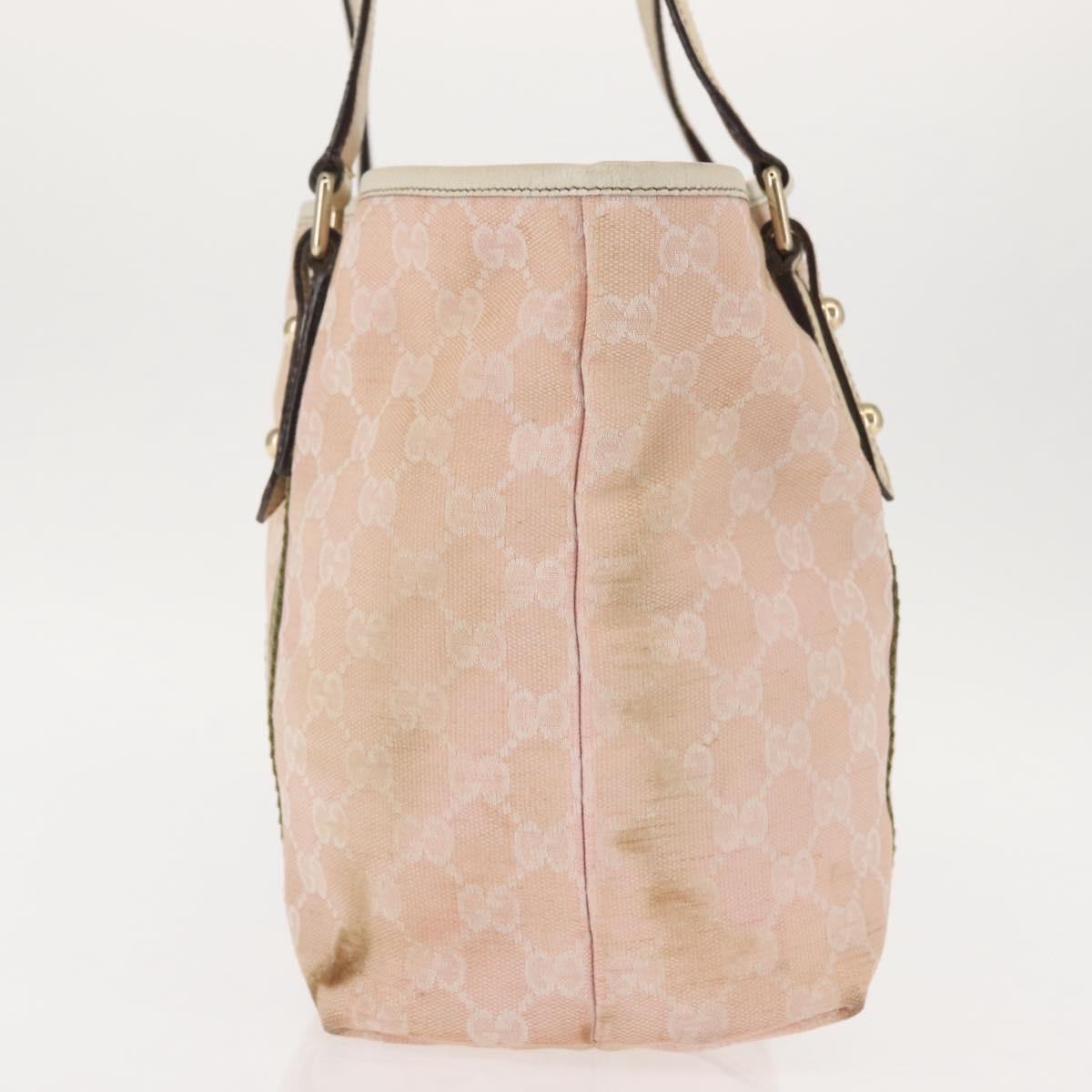 GUCCI GG Canvas Sherry Line Tote Bag Pink Gold khaki 137396 Auth gh999