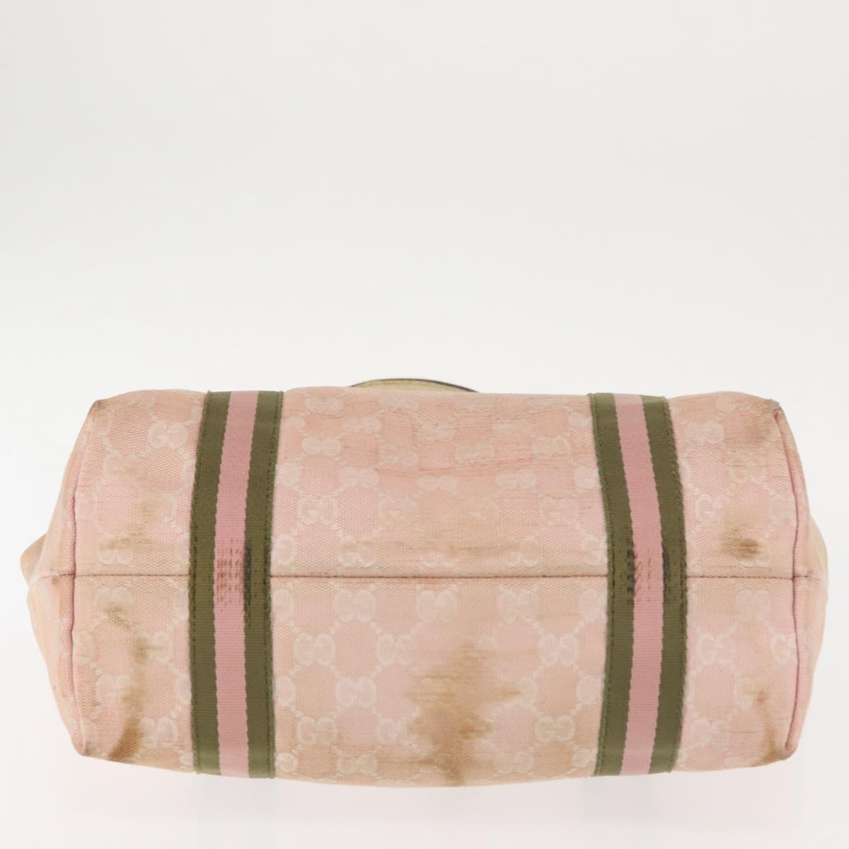 GUCCI GG Canvas Sherry Line Tote Bag Pink Gold khaki 137396 Auth gh999