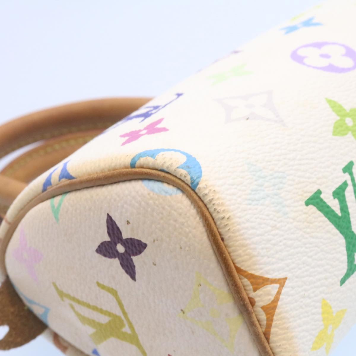 LOUIS VUITTON Monogram Multicolor Mini Speedy Hand Bag White M92645 Auth am1013g