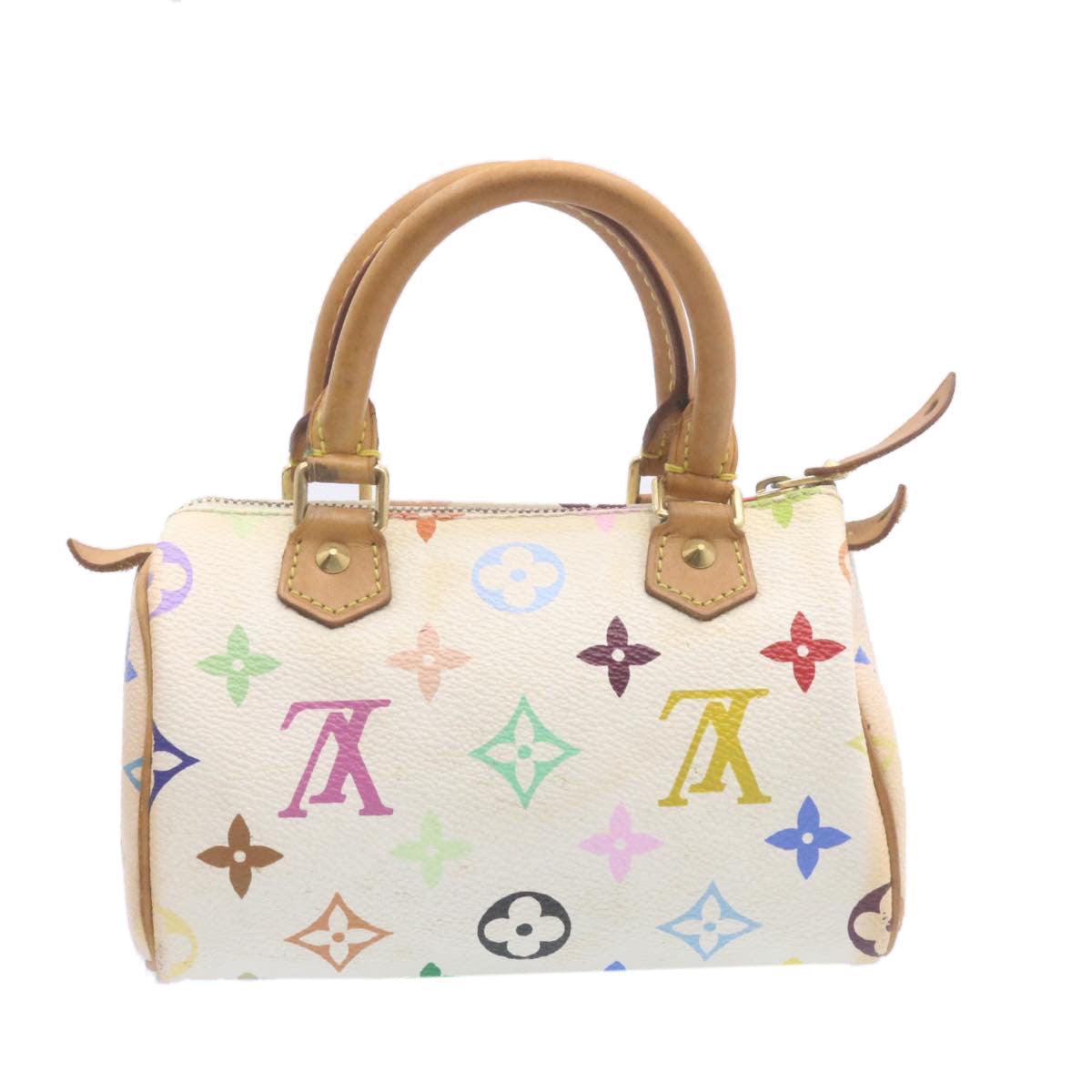 LOUIS VUITTON Monogram Multicolor Mini Speedy Hand Bag White M92645 Auth am1013g