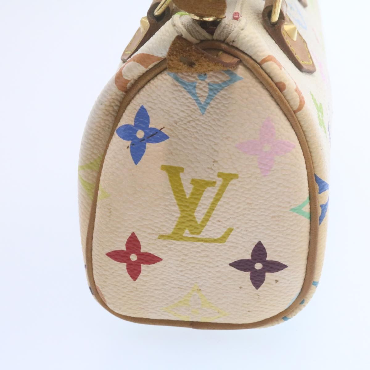 LOUIS VUITTON Monogram Multicolor Mini Speedy Hand Bag White M92645 Auth am1013g